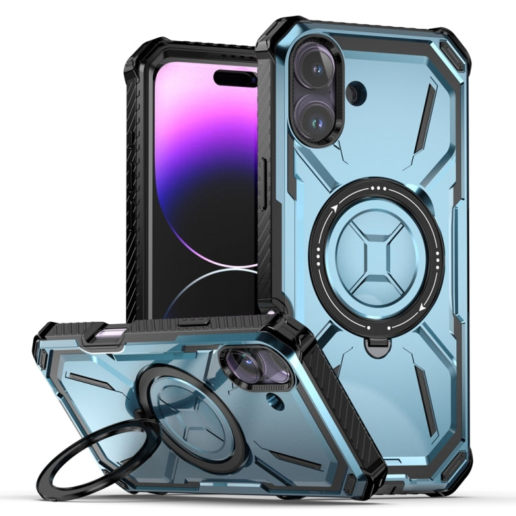 For iPhone 16 Plus Armor Series Holder Phone Case(Blue) - iPhone 16 Plus Cases by buy2fix | Online Shopping UK | buy2fix