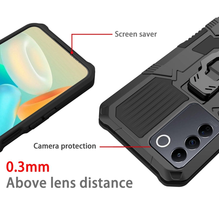 For vivo V27e Armor Warrior Shockproof PC + TPU Phone Case(Black) - vivo Cases by buy2fix | Online Shopping UK | buy2fix