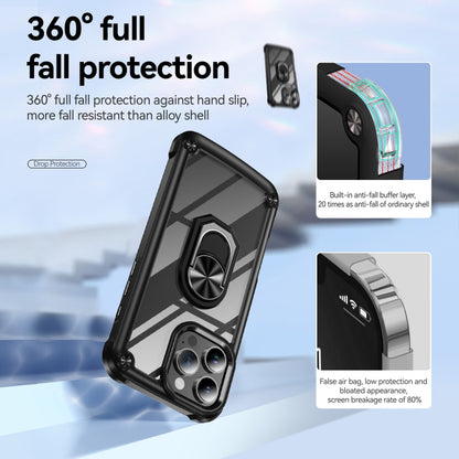 For iPhone 16 Pro TPU + PC Lens Protection Phone Case with Ring Holder(Black) - iPhone 16 Pro Cases by buy2fix | Online Shopping UK | buy2fix