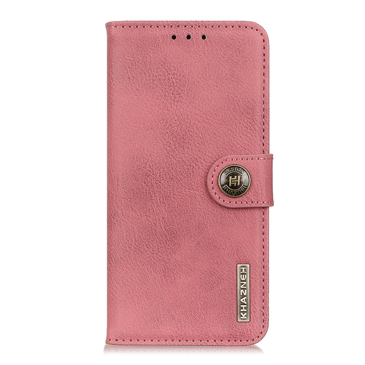 For iPhone 16e KHAZNEH Cowhide Texture Horizontal Flip Leather Phone Case(Pink) - iPhone 16e Cases by buy2fix | Online Shopping UK | buy2fix