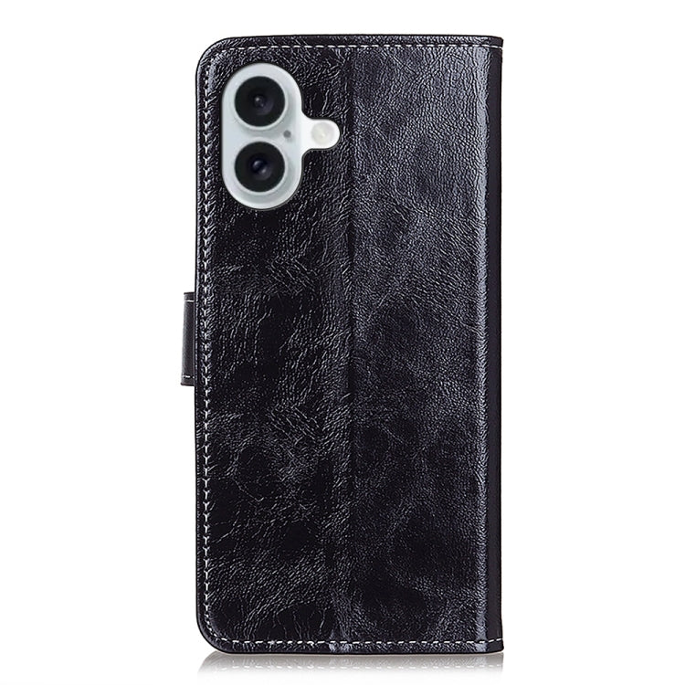 For iPhone 16 Plus Retro Crazy Horse Texture Horizontal Flip Leather Phone Case(Black) - iPhone 16 Plus Cases by buy2fix | Online Shopping UK | buy2fix