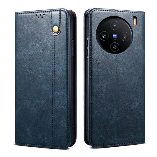 For vivo X100 Oil Wax Crazy Horse Texture Leather Phone Case(Blue) - X100 Cases by imak | Online Shopping UK | buy2fix