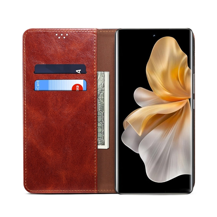 For vivo S18 Pro Oil Wax Crazy Horse Texture Leather Phone Case(Brown) - S18 Pro Cases by buy2fix | Online Shopping UK | buy2fix