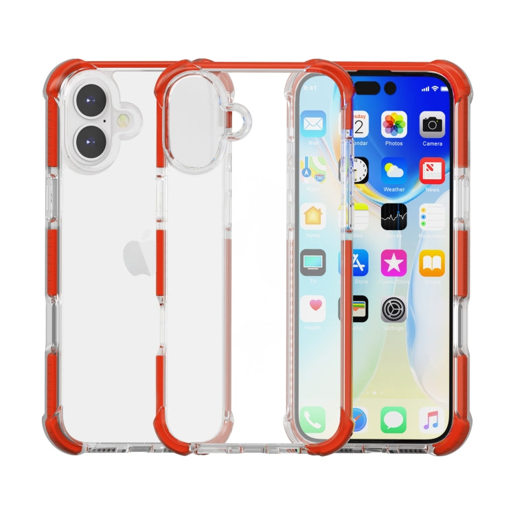 For iPhone 16 Four-corner Shockproof TPU + Acrylic Phone Case(Red) - iPhone 16 Cases by buy2fix | Online Shopping UK | buy2fix