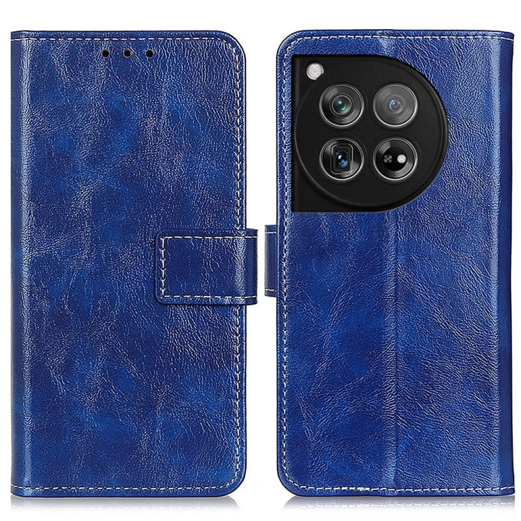 For OnePlus 12 Retro Crazy Horse Texture Leather Phone Case(Blue) - OnePlus Cases by buy2fix | Online Shopping UK | buy2fix