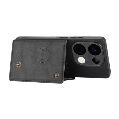 For Xiaomi Redmi Note 13 Pro 4G Global Double Buckle Card Slots Magnetic Phone Case(Black) - Note 13 Pro Cases by buy2fix | Online Shopping UK | buy2fix