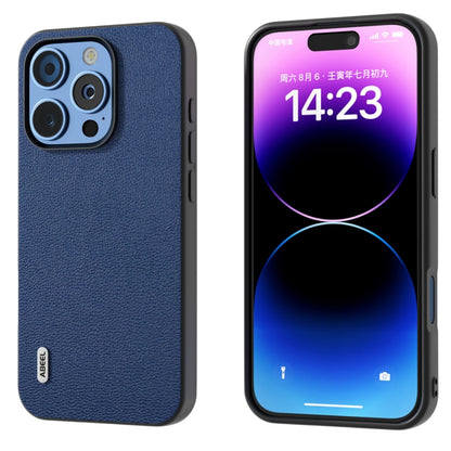 For iPhone 16 Pro Max ABEEL Genuine Leather Luolai Series Phone Case(Dark Blue) - iPhone 16 Pro Max Cases by buy2fix | Online Shopping UK | buy2fix