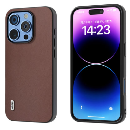 For iPhone 16 Pro Max ABEEL Genuine Leather Xiaoya Series Phone Case(Coffee) - iPhone 16 Pro Max Cases by buy2fix | Online Shopping UK | buy2fix