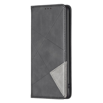 For iPhone 16 Pro Rhombus Texture Magnetic Leather Phone Case(Black) - iPhone 16 Pro Cases by buy2fix | Online Shopping UK | buy2fix