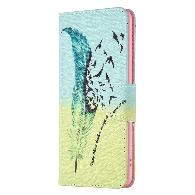 For iPhone 16 Pro Colored Drawing Pattern Leather Phone Case(Feather) - iPhone 16 Pro Cases by buy2fix | Online Shopping UK | buy2fix