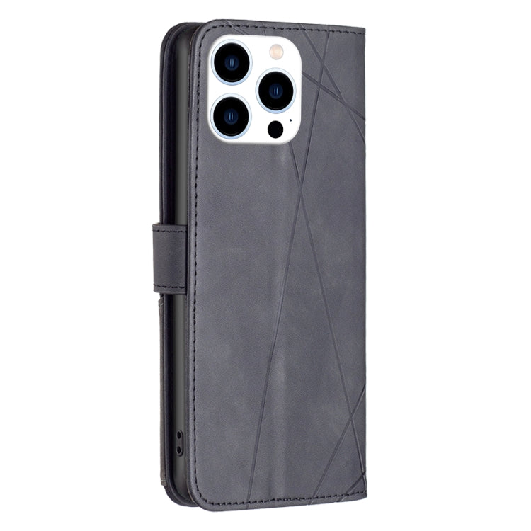 For iPhone 16 Pro Magnetic Buckle Rhombus Texture Leather Phone Case(Black) - iPhone 16 Pro Cases by buy2fix | Online Shopping UK | buy2fix