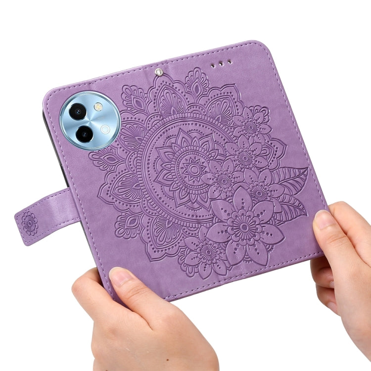 For vivo Y38 5G / T3x 5G Global 7-petal Flowers Embossing Leather Phone Case(Light Purple) - vivo Cases by buy2fix | Online Shopping UK | buy2fix