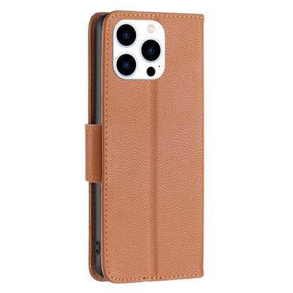 For iPhone 16 Pro Max Litchi Texture Pure Color Flip Leather Phone Case(Brown) - iPhone 16 Pro Max Cases by buy2fix | Online Shopping UK | buy2fix