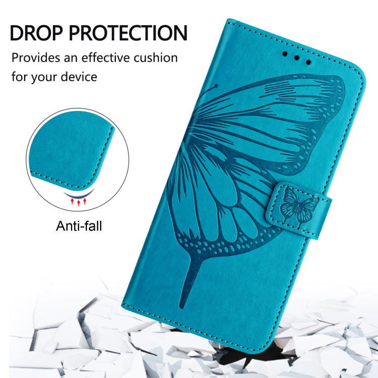 For iPhone 16 Pro Max Embossed Butterfly Leather Phone Case(Blue) - iPhone 16 Pro Max Cases by buy2fix | Online Shopping UK | buy2fix