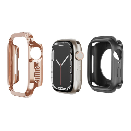 For Apple Watch Series 6 / 5 / 4 / SE 44mm 2-in-1 PC Hybrid TPU Armor Watch Case(Rose Gold) - Watch Cases by buy2fix | Online Shopping UK | buy2fix