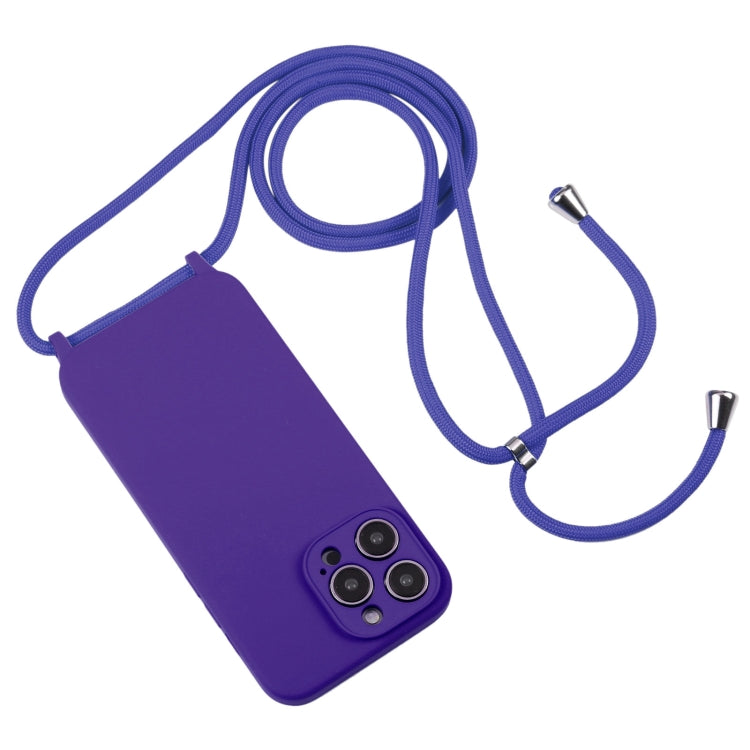 For iPhone 16 Pro Crossbody Lanyard Liquid Silicone Case(Purple) - iPhone 16 Pro Cases by buy2fix | Online Shopping UK | buy2fix