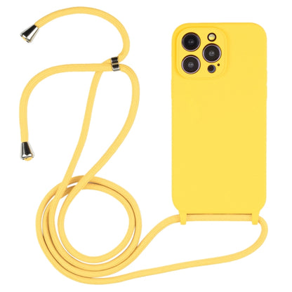 For iPhone 16 Pro Crossbody Lanyard Liquid Silicone Case(Yellow) - iPhone 16 Pro Cases by buy2fix | Online Shopping UK | buy2fix