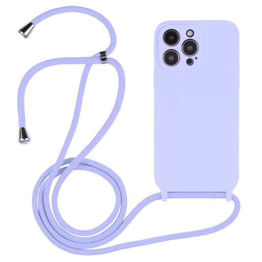 For iPhone 16 Pro Max Crossbody Lanyard Liquid Silicone Case(Light Purple) - iPhone 16 Pro Max Cases by buy2fix | Online Shopping UK | buy2fix