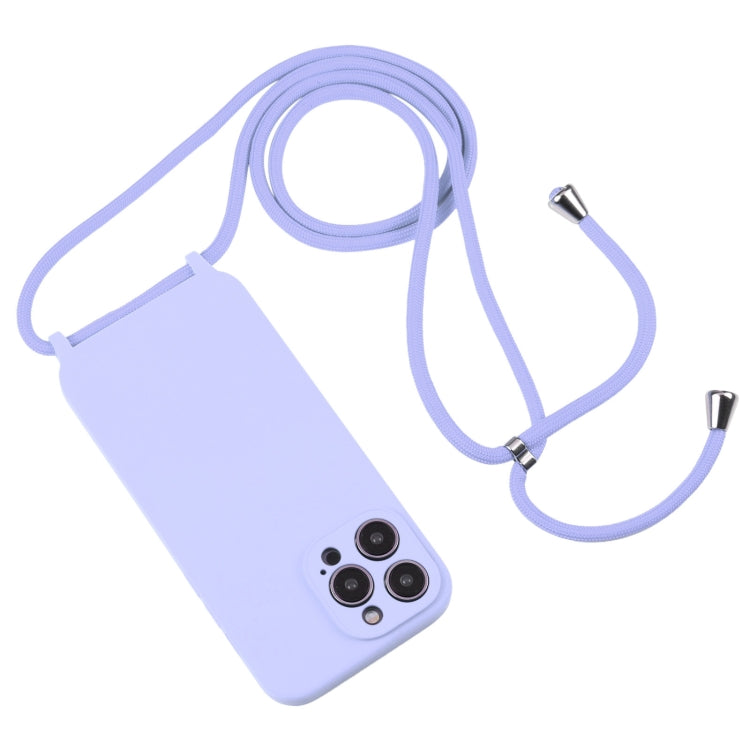 For iPhone 16 Pro Max Crossbody Lanyard Liquid Silicone Case(Light Purple) - iPhone 16 Pro Max Cases by buy2fix | Online Shopping UK | buy2fix