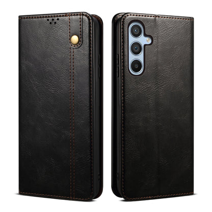 For Samsung Galaxy M55 5G Oil Wax Crazy Horse Texture Leather Phone Case(Black) - Galaxy Phone Cases by buy2fix | Online Shopping UK | buy2fix