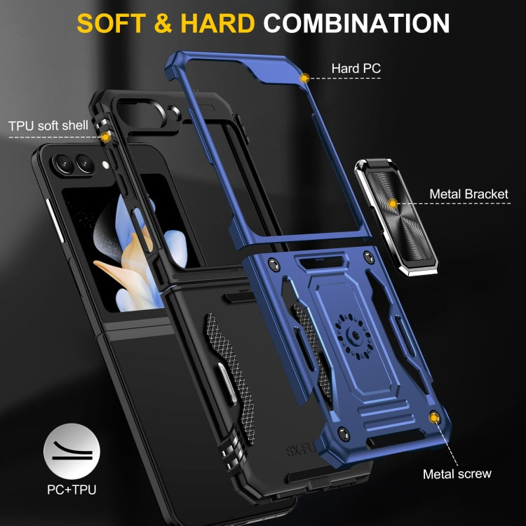 For Samsung Galaxy Z Flip5 5G Armor PC + TPU Camera Shield Phone Case(Navy Blue) - Galaxy Z Flip5 Cases by buy2fix | Online Shopping UK | buy2fix