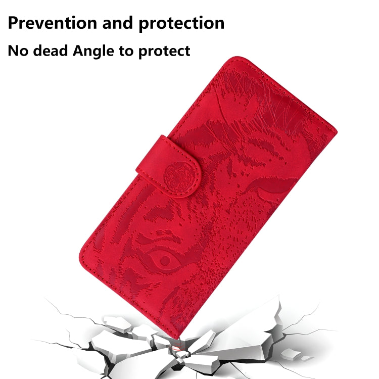 For iPhone SE 2024 Tiger Embossing Pattern Leather Phone Case(Red) - More iPhone Cases by buy2fix | Online Shopping UK | buy2fix