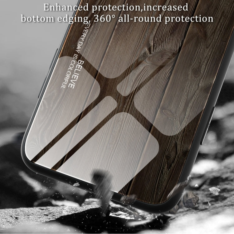 For iPhone 16 Plus Wood Grain Glass Phone Case(Grey) - iPhone 16 Plus Cases by buy2fix | Online Shopping UK | buy2fix