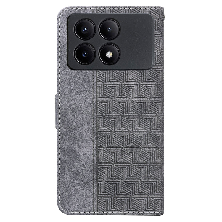 For Xiaomi Redmi K70E / Poco X6 Pro Geometric Embossed Leather Phone Case(Grey) - K70E Cases by buy2fix | Online Shopping UK | buy2fix