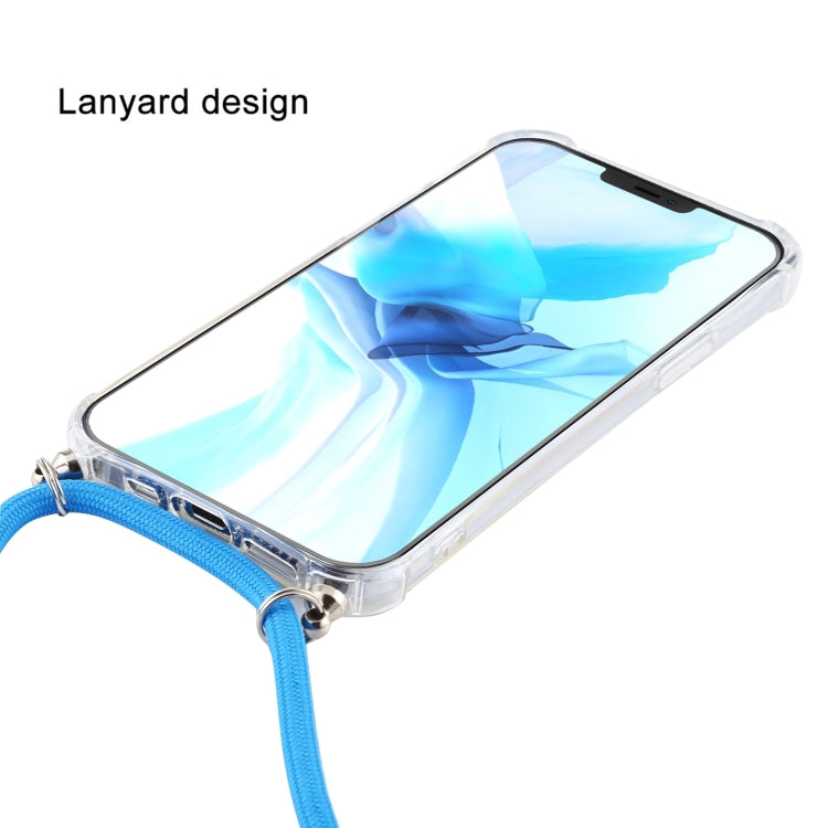 For iPhone 16 Four-Corner Shockproof Transparent TPU Case with Lanyard(Wine Red) - iPhone 16 Cases by buy2fix | Online Shopping UK | buy2fix