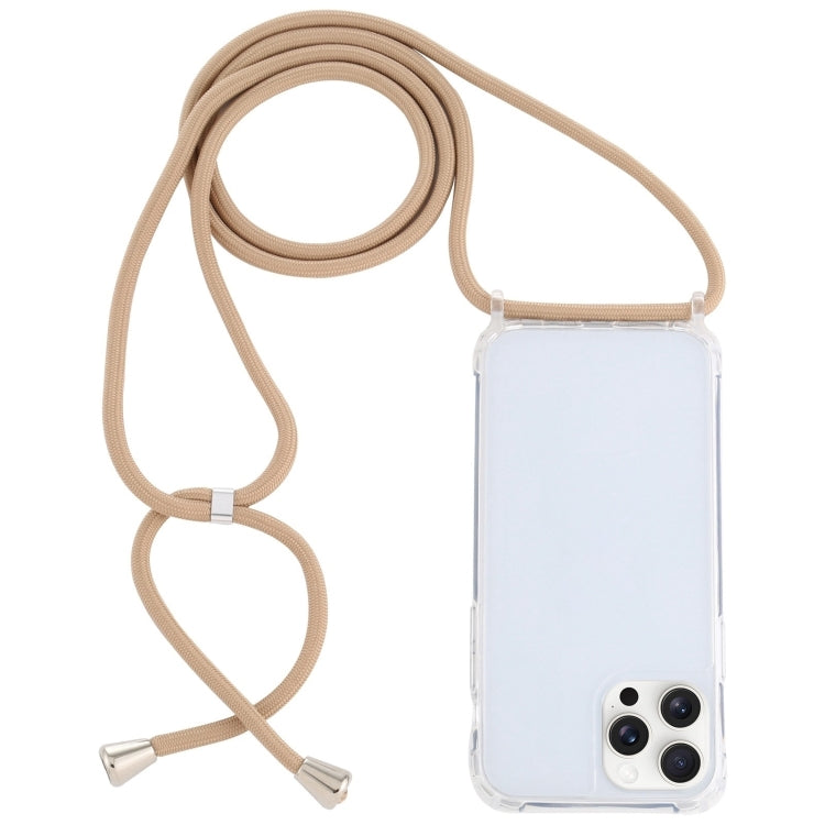 For iPhone 16 Pro Transparent Acrylic Airbag Shockproof Phone Protective Case with Lanyard(Camel) - iPhone 16 Pro Cases by buy2fix | Online Shopping UK | buy2fix