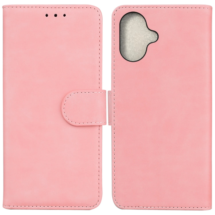 For iPhone 16 Plus Skin Feel Pure Color Flip Leather Phone Case(Pink) - iPhone 16 Plus Cases by buy2fix | Online Shopping UK | buy2fix