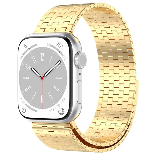 For Apple Watch Ultra 49mm Magnetic Buckle Stainless Steel Metal Watch Band(Gold) - Watch Bands by buy2fix | Online Shopping UK | buy2fix