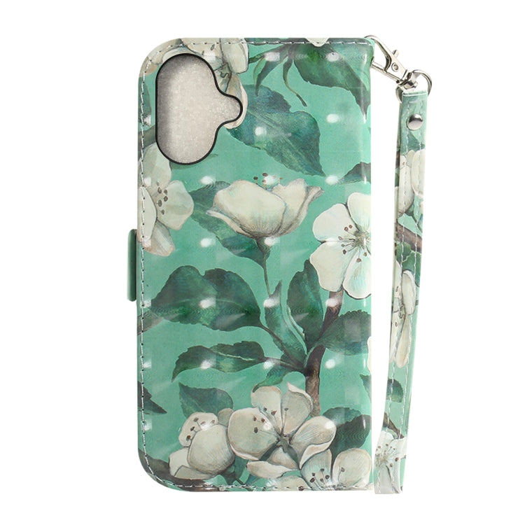 For iPhone 16 3D Colored Horizontal Flip Leather Phone Case(Watercolor Flower) - iPhone 16 Cases by buy2fix | Online Shopping UK | buy2fix