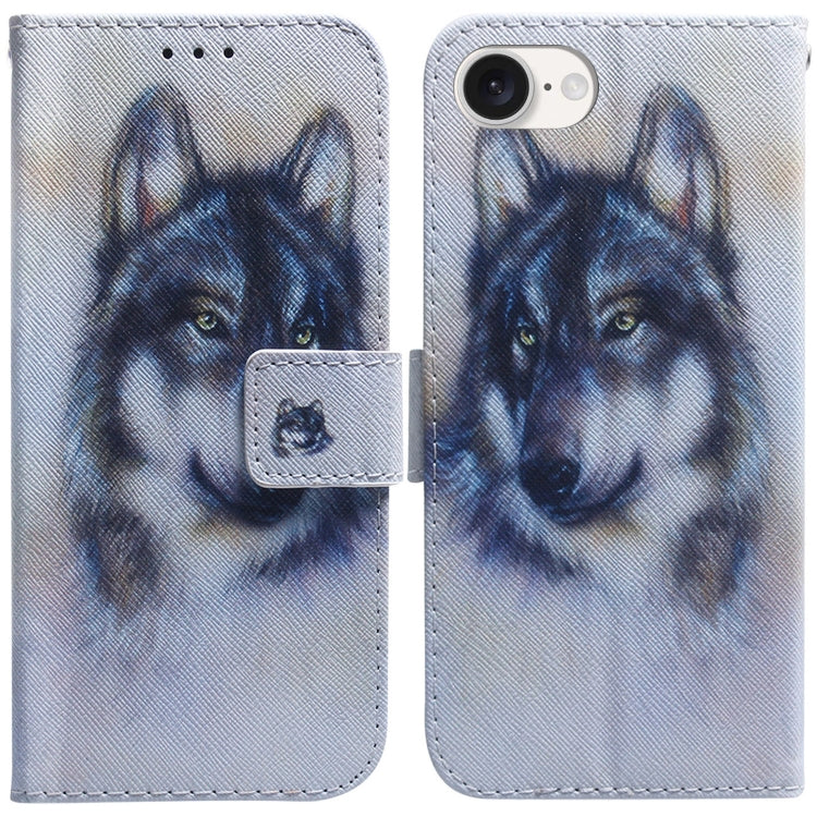 For iPhone SE 2024 Coloured Drawing Flip Leather Phone Case(White Wolf) - More iPhone Cases by buy2fix | Online Shopping UK | buy2fix