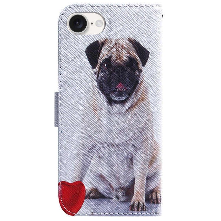 For iPhone SE 2024 Coloured Drawing Flip Leather Phone Case(Pug) - More iPhone Cases by buy2fix | Online Shopping UK | buy2fix