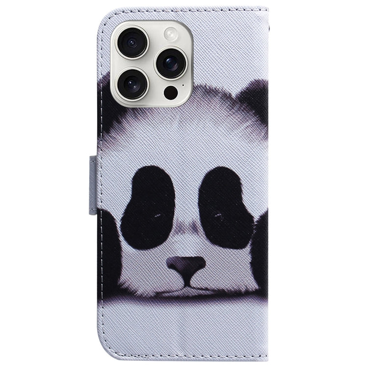 For iPhone 16 Pro Max Coloured Drawing Flip Leather Phone Case(Panda) - iPhone 16 Pro Max Cases by buy2fix | Online Shopping UK | buy2fix