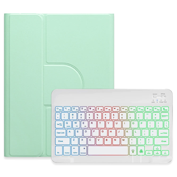 For iPad 10.2 2021 / Air 2019 Three-color Backlight White 360 Degree Rotatable Bluetooth Keyboard Leather Case(Mint Green) - Universal by buy2fix | Online Shopping UK | buy2fix