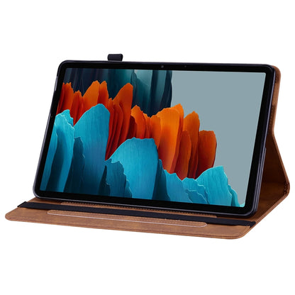 For Samsung Galaxy Tab S9 Skin Feel Solid Color Zipper Leather Tablet Case(Brown) - Galaxy Tab S9 Cases by buy2fix | Online Shopping UK | buy2fix