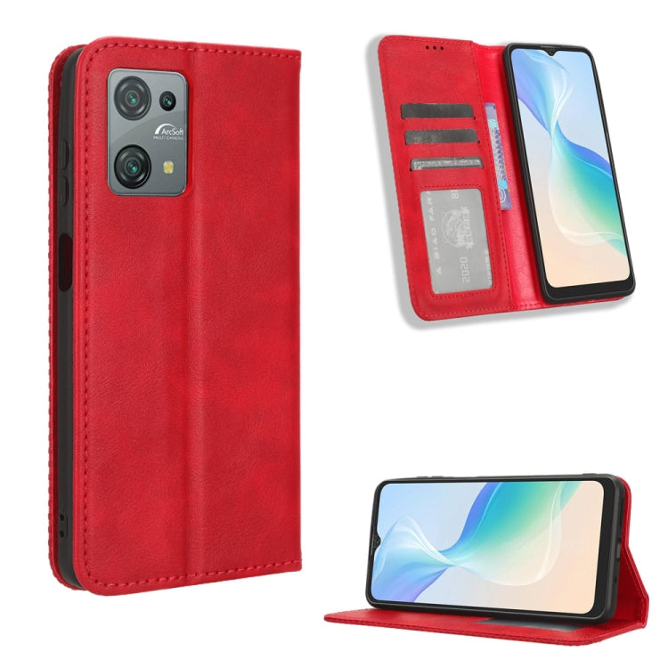 For Blackview Oscal C30 / C30 Pro Magnetic Buckle Retro Texture Leather Phone Case(Red) - More Brand by buy2fix | Online Shopping UK | buy2fix