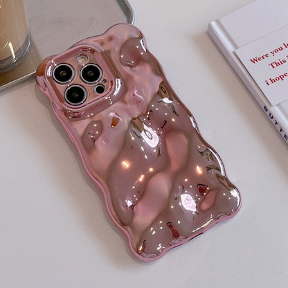 For iPhone 16 Wave Bubbles TPU Phone Case(Painted Pink) - iPhone 16 Cases by buy2fix | Online Shopping UK | buy2fix