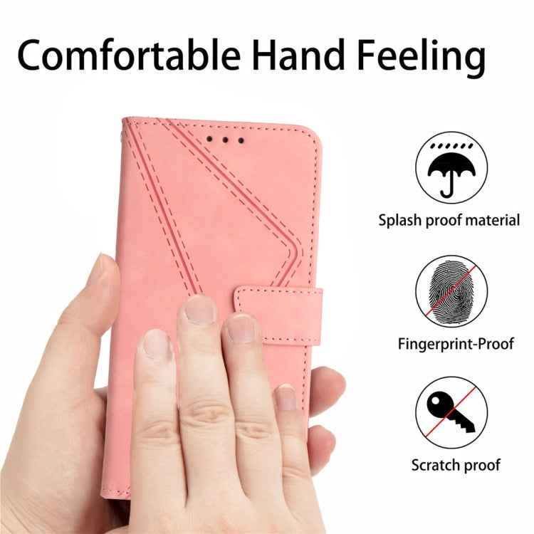 For Samsung Galaxy A25 5G Stitching Embossed Leather Phone Case(Pink) - Galaxy Phone Cases by buy2fix | Online Shopping UK | buy2fix