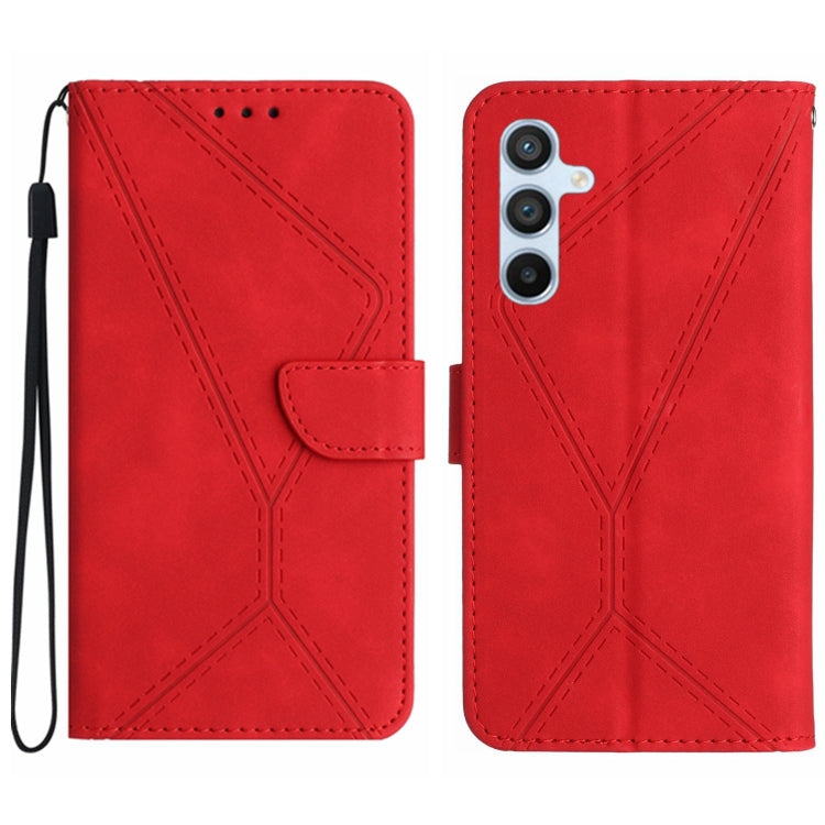 For Samsung Galaxy A55 5G Stitching Embossed Leather Phone Case(Red) - Galaxy Phone Cases by buy2fix | Online Shopping UK | buy2fix