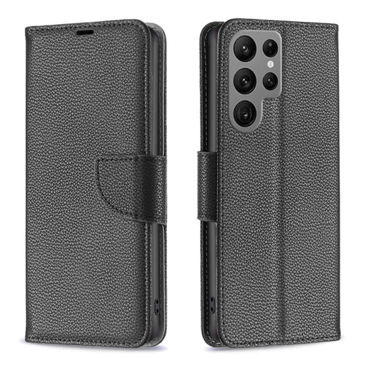 For Samsung Galaxy S24 Ultra 5G Litchi Texture Pure Color Flip Leather Phone Case(Black) - Galaxy S24 Ultra 5G Cases by buy2fix | Online Shopping UK | buy2fix