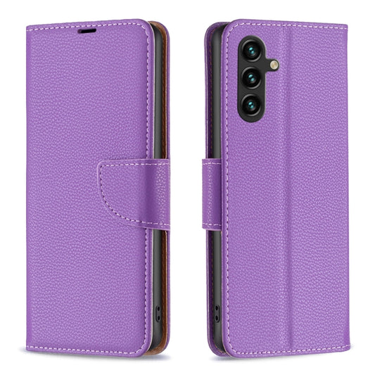 For Samsung Galaxy A55 Litchi Texture Pure Color Flip Leather Phone Case(Purple) - Galaxy Phone Cases by buy2fix | Online Shopping UK | buy2fix