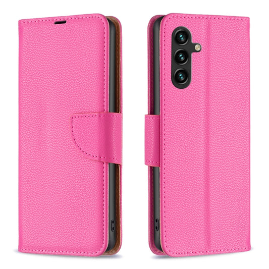 For Samsung Galaxy A55 Litchi Texture Pure Color Flip Leather Phone Case(Rose Red) - Galaxy Phone Cases by buy2fix | Online Shopping UK | buy2fix