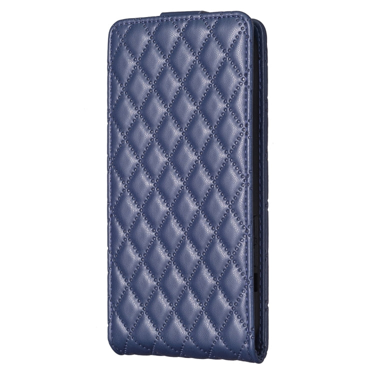 For iPhone 16 Pro Diamond Lattice Vertical Flip Leather Phone Case(Blue) - iPhone 16 Pro Cases by buy2fix | Online Shopping UK | buy2fix