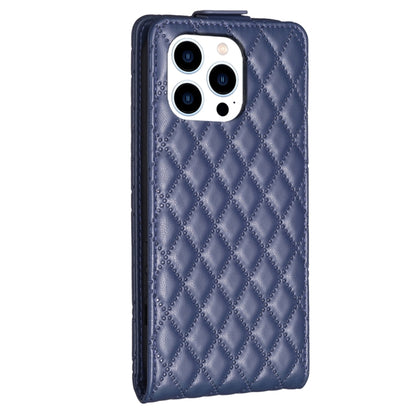 For iPhone 16 Pro Diamond Lattice Vertical Flip Leather Phone Case(Blue) - iPhone 16 Pro Cases by buy2fix | Online Shopping UK | buy2fix