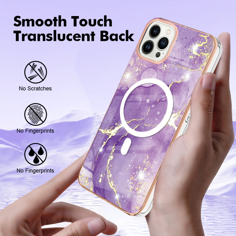 For iPhone 15 Pro Max Marble Pattern Dual-side IMD Magsafe TPU Phone Case(Purple 002) - iPhone 15 Pro Max Cases by buy2fix | Online Shopping UK | buy2fix