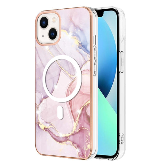 For iPhone 15 Marble Pattern Dual-side IMD Magsafe TPU Phone Case(Rose Gold 005) - iPhone 15 Cases by buy2fix | Online Shopping UK | buy2fix
