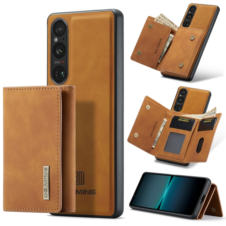 For Sony Xperia 1 VI DG.MING M1 Series 3-Fold Multi Card Wallet + Magnetic Phone Case(Brown) - Sony Cases by DG.MING | Online Shopping UK | buy2fix